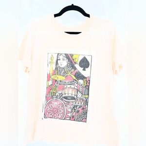Lucky Brand Cream Queen of Spades Tee